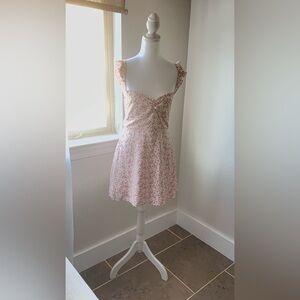 Hello Molly Pink Floral Lace-Up Back Dress (Size L / US 8)